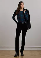 Petite Plaid Stretch Cotton Long Sleeve T-Shirt