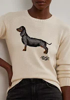 Petite Intarsia-Knit Dachshund Cotton Sweater