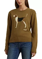 Petite Intarsia-Knit Beagle Cotton Sweater