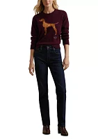 Petite Intarsia-Knit Vizsla Cotton Sweater