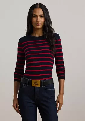 Petite Striped Cotton-Blend Sweater