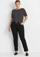 Plus Striped Boat Neck Top