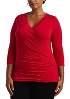 Plus Surplice Jersey Top