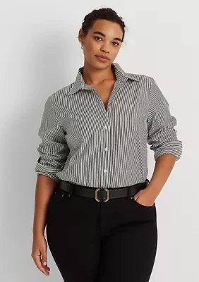 Plus Striped Easy Care Cotton Shirt