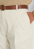 Plus Double Faced Stretch Cotton Ankle Pants