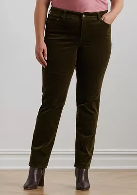 Plus Stretch Corduroy Mid Rise Straight Pants