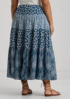 Plus Patchwork Floral Voile Tiered Skirt