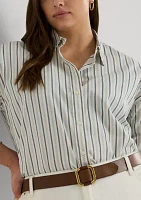 Plus Striped Cotton Broadcloth Shirt