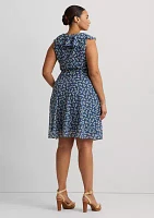 Plus Floral Ruffle Trim Georgette Dress