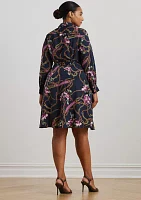 Plus Print Crepe Shirtdress