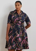 Plus Print Crepe Shirtdress