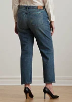 Plus Patchwork Boyfriend Tapered Ankle Jeans