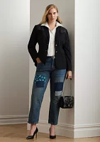 Plus Patchwork Boyfriend Tapered Ankle Jeans