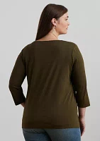 Plus-Size Cotton Jersey 3/4 Sleeve Tunic