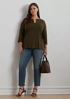 Plus-Size Cotton Jersey 3/4 Sleeve Tunic