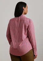 Plus Classic Fit Striped Broadcloth Shirt