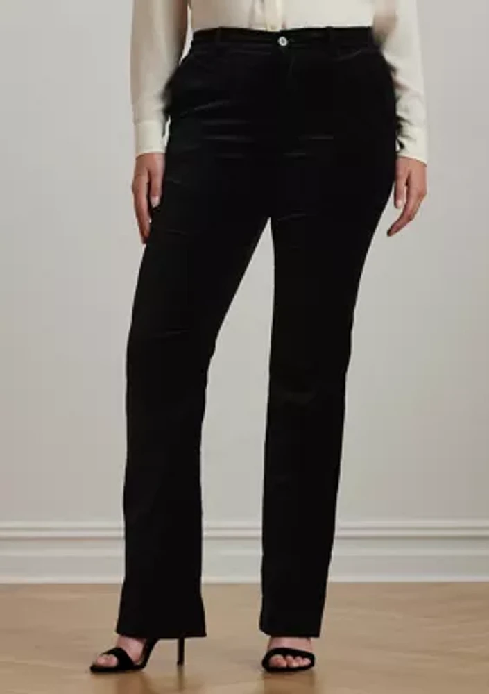 Plus High Rise Stretch Velvet Boot Trousers