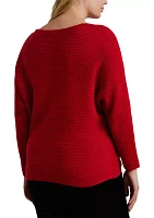 Plus Rib-Knit Dolman-Sleeve Sweater