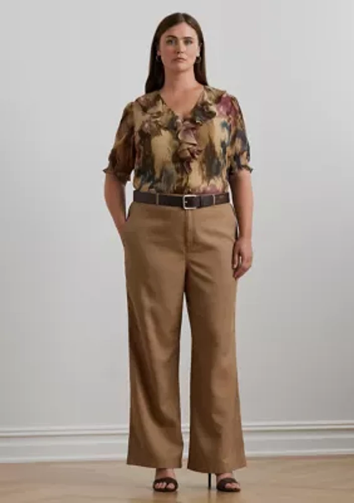 Plus Canvas Wide-Leg Pants