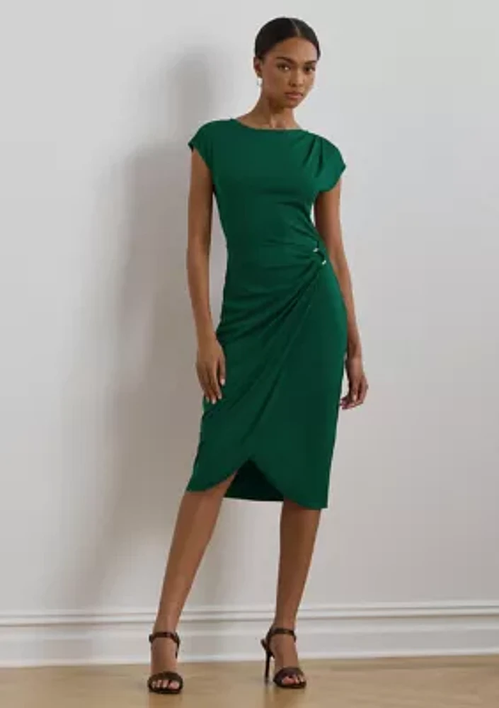 Ring Trim Jersey Cap Sleeve Dress