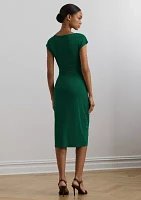 Ring Trim Jersey Cap Sleeve Dress