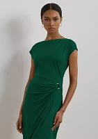 Ring Trim Jersey Cap Sleeve Dress