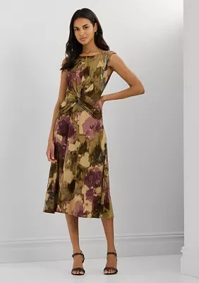 Floral Twist Front Jersey Dress