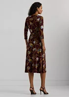 Belting Print Surplice Jersey Dress