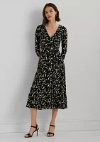 Floral Surplice Stretch Jersey Dress