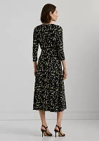 Floral Surplice Stretch Jersey Dress