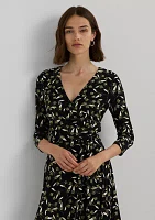 Floral Surplice Stretch Jersey Dress