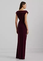 Jersey Off the Shoulder Gown