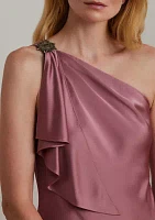 Women's Satin Charmeuse One-Shoulder Gown