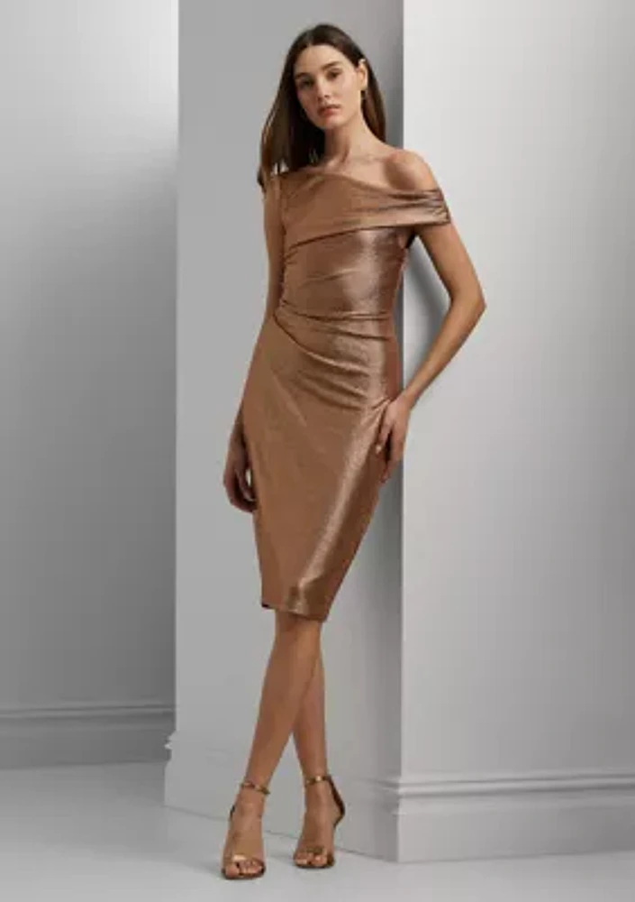 Metallic One Shoulder Cocktail Dress