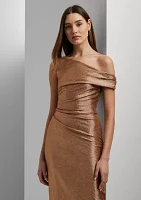 Metallic One Shoulder Cocktail Dress