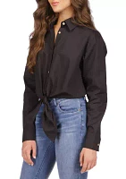 Women's Poplin Tie Shirt