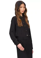 Women's Long Sleeve Studded Collar Button Up Shirt