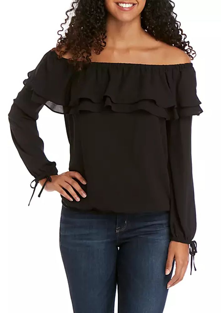 Belk Ruffle Off The Shoulder Peasant Blouse | The Summit