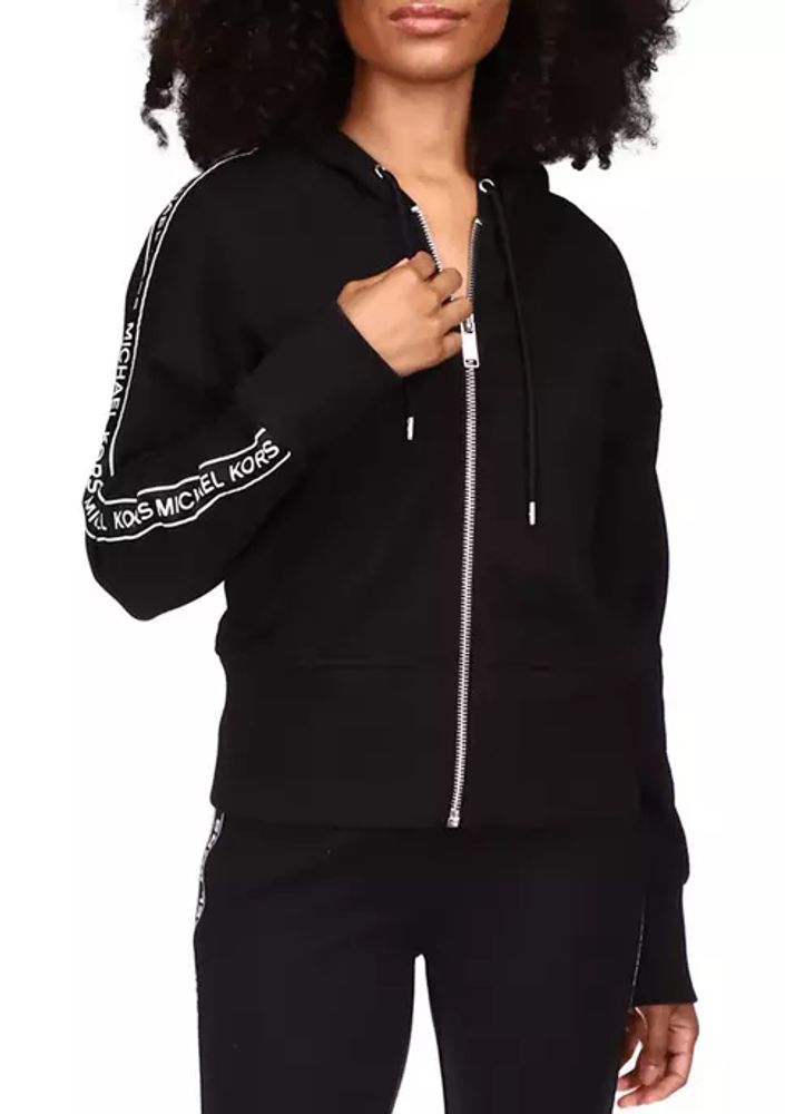 Michael Kors Logo Tape Zip-Up Hoodie - Black