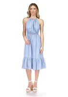 Women's Tencel Chain Halter Midi Dress