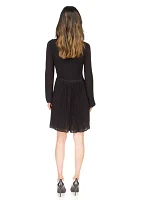 Women's Solid Pleated Mini Dress