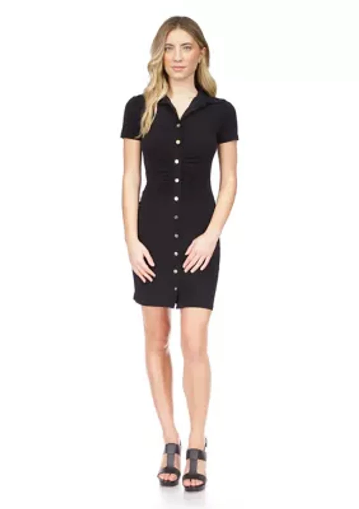 Women's Short Sleeve Front Ruched Dress