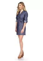 Women's Tencel Ruched Shirt Dress