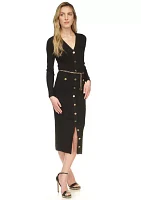 Women's Ribbed Belted Sweater Dress