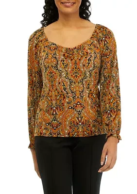 Women's Paisley Ruched Top