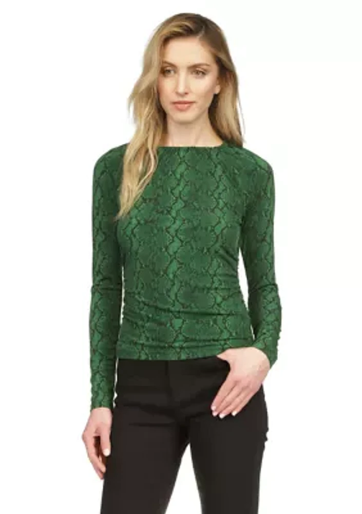 Women's Ruched Snakeskin Knit Top