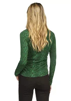 Women's Ruched Snakeskin Knit Top