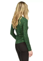 Women's Ruched Snakeskin Knit Top