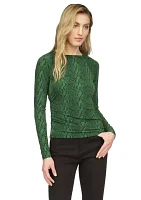 Women's Ruched Snakeskin Knit Top