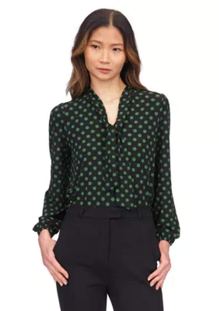 Women's Long Blouson Sleeve Printed Blouse